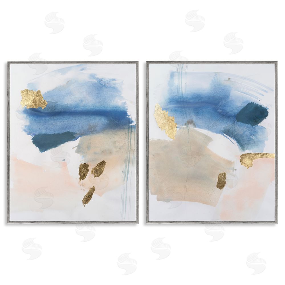 Victoria Barnes Beach Themed Abstraction Gray Framed Giclee Wall Art Print