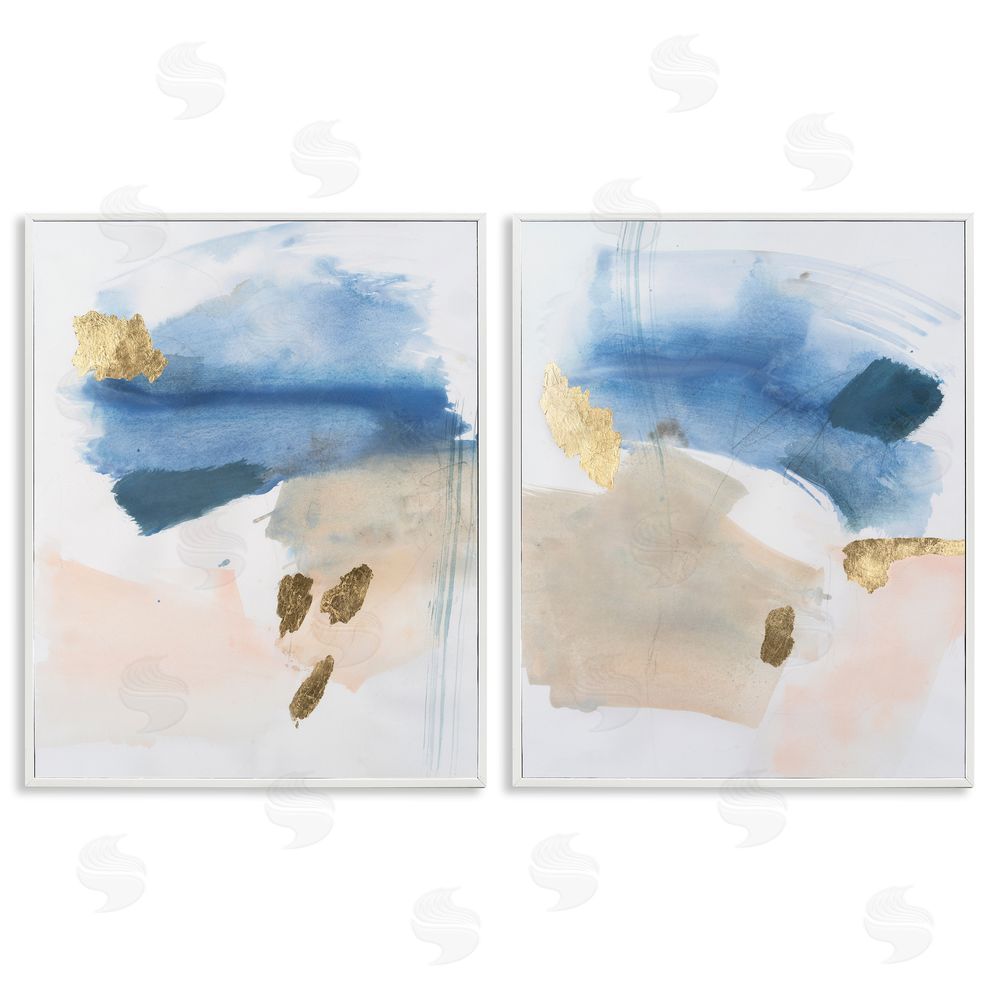Victoria Barnes Beach Themed Abstraction White Framed Giclee Wall Art Print