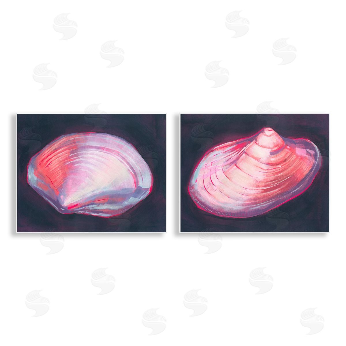 Grace Popp Pink Clam Shells  Wooden Wall Plaque Art Print