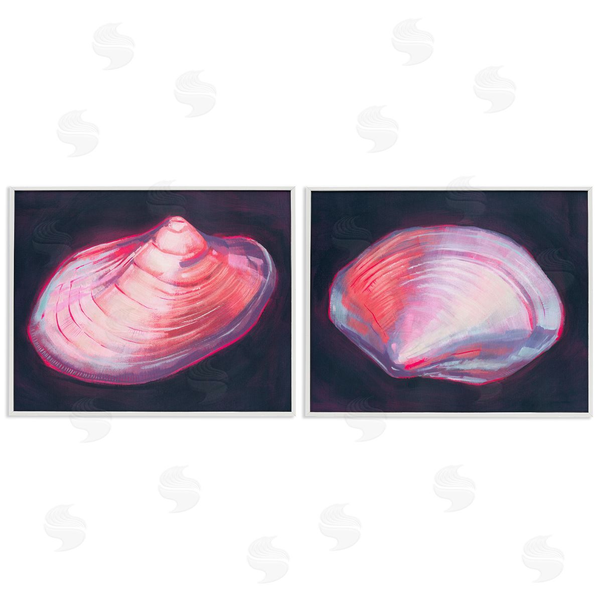 Grace Popp Pink Clam Shells  White Framed Giclee Wall Art Print