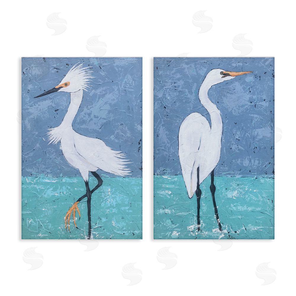 Jade Reynolds Snowy Egret Pond Canvas Wall Art Print