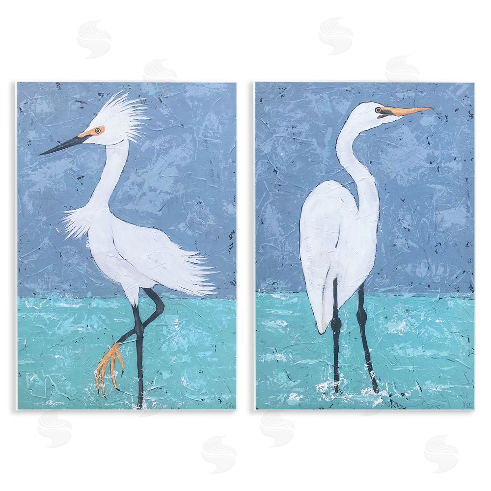 Jade Reynolds Snowy Egret Pond Wooden Wall Plaque Art Print