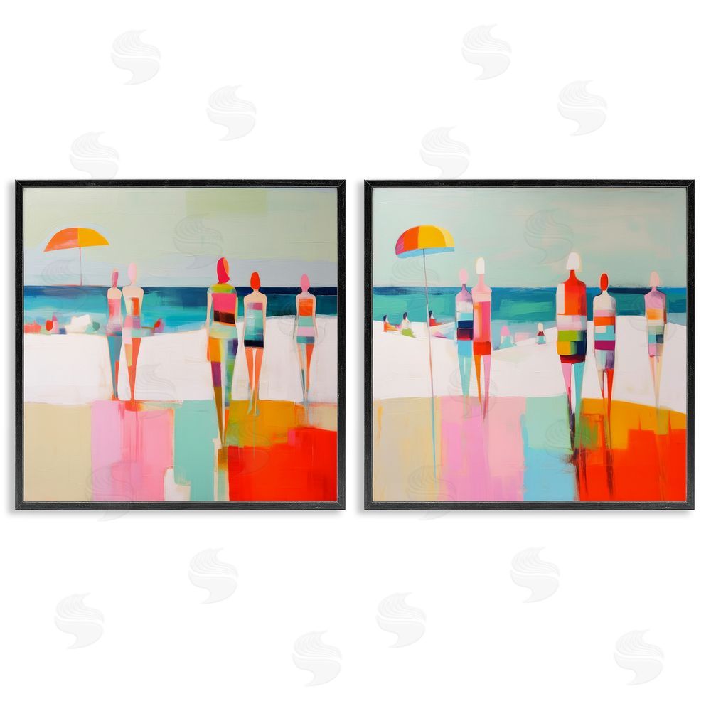 Irena Orlov Abstract Beach Goers  Black Framed Giclee Wall Art Print