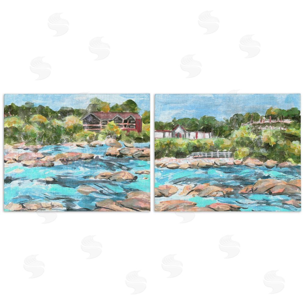 Melissa Wang Flowing River Rocks  Canvas Wall Art Print