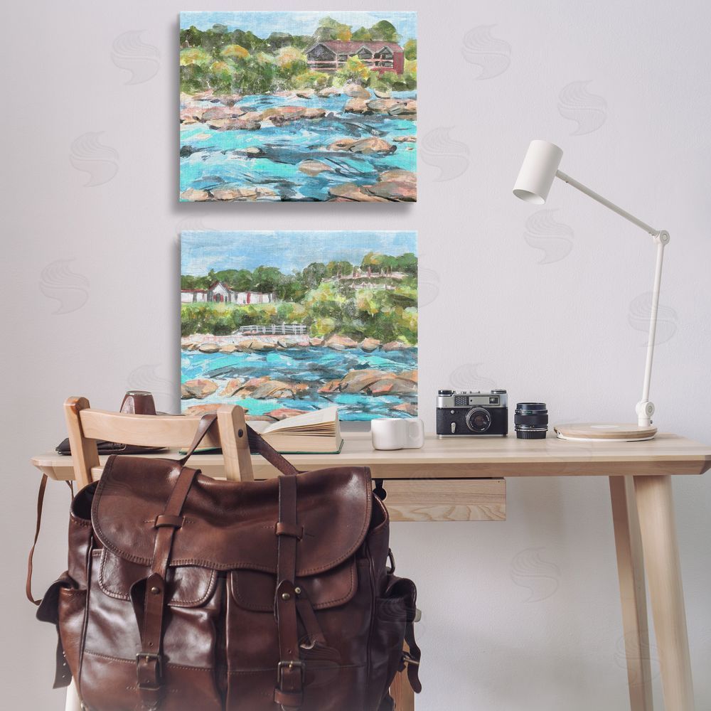 Melissa Wang Flowing River Rocks  Canvas Wall Art Print in Room