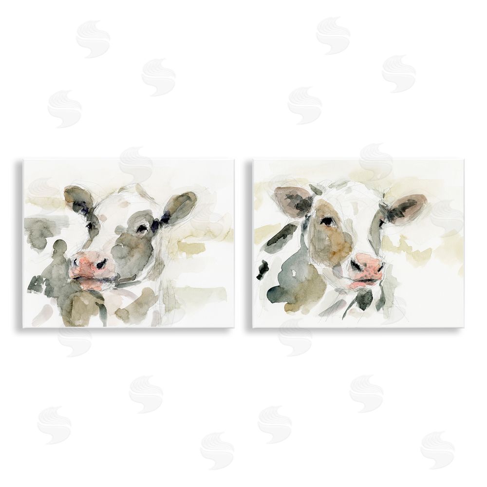 Victoria Barnes Watercolor Holstein Farm Cows  Wooden Wall Plaque Art Print