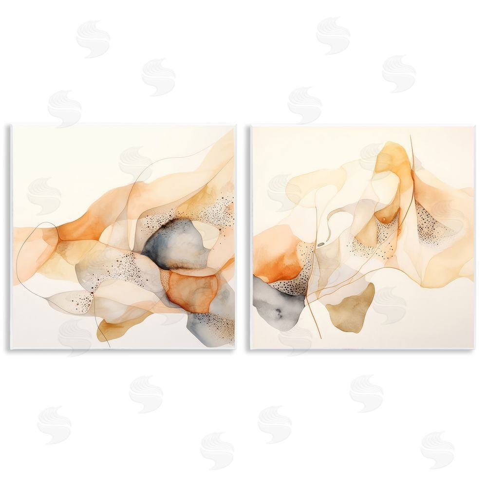 Irena Orlov Abstract Peach Watercolor Shapes Wooden Wall Plaque Art Print