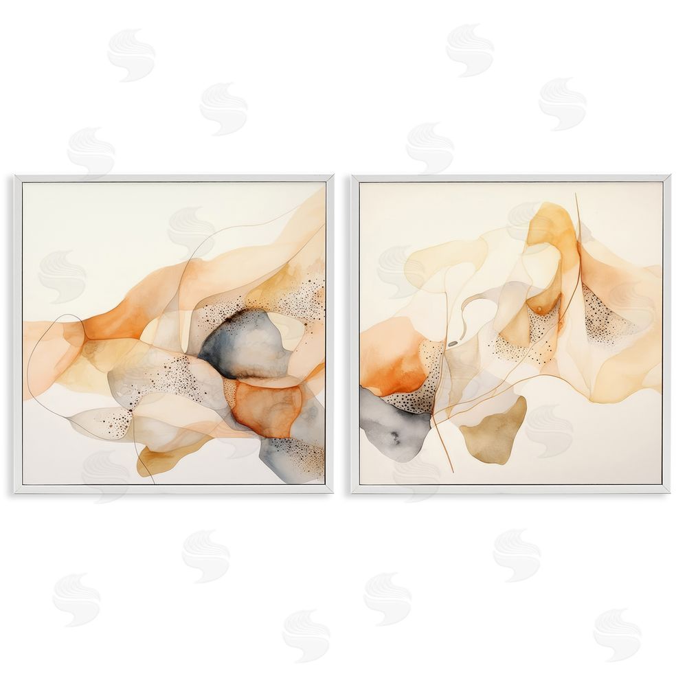 Irena Orlov Abstract Peach Watercolor Shapes White Framed Giclee Wall Art Print