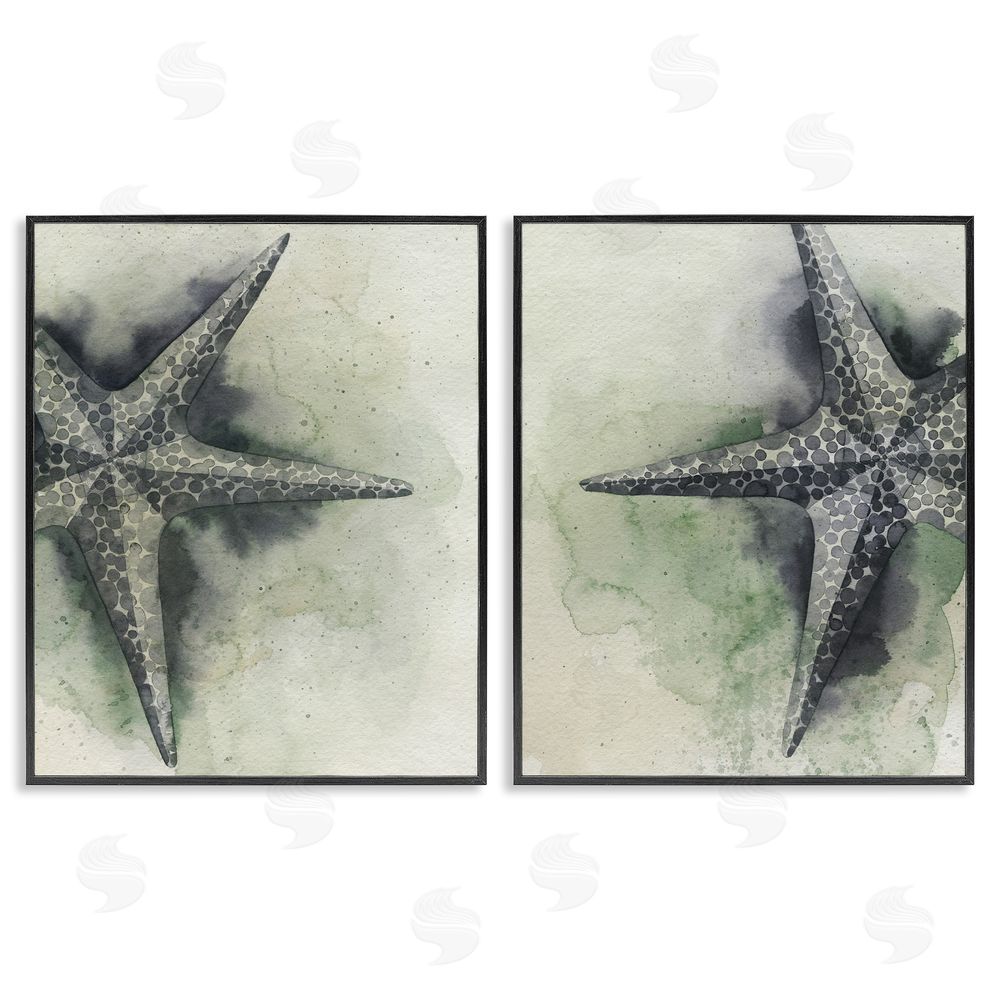 Grace Popp Detailed Starfish Sand Beach Black Framed Giclee Wall Art Print