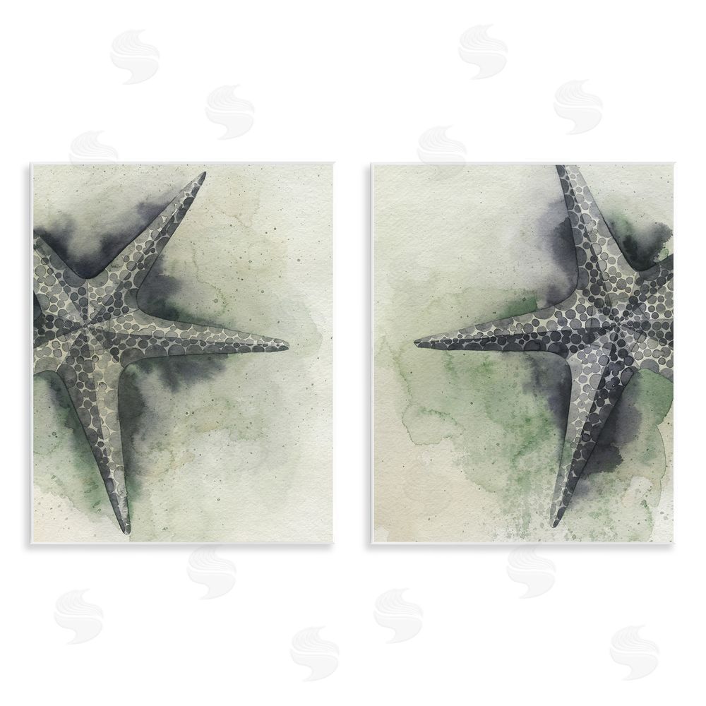 Grace Popp Detailed Starfish Sand Beach Wooden Wall Plaque Art Print