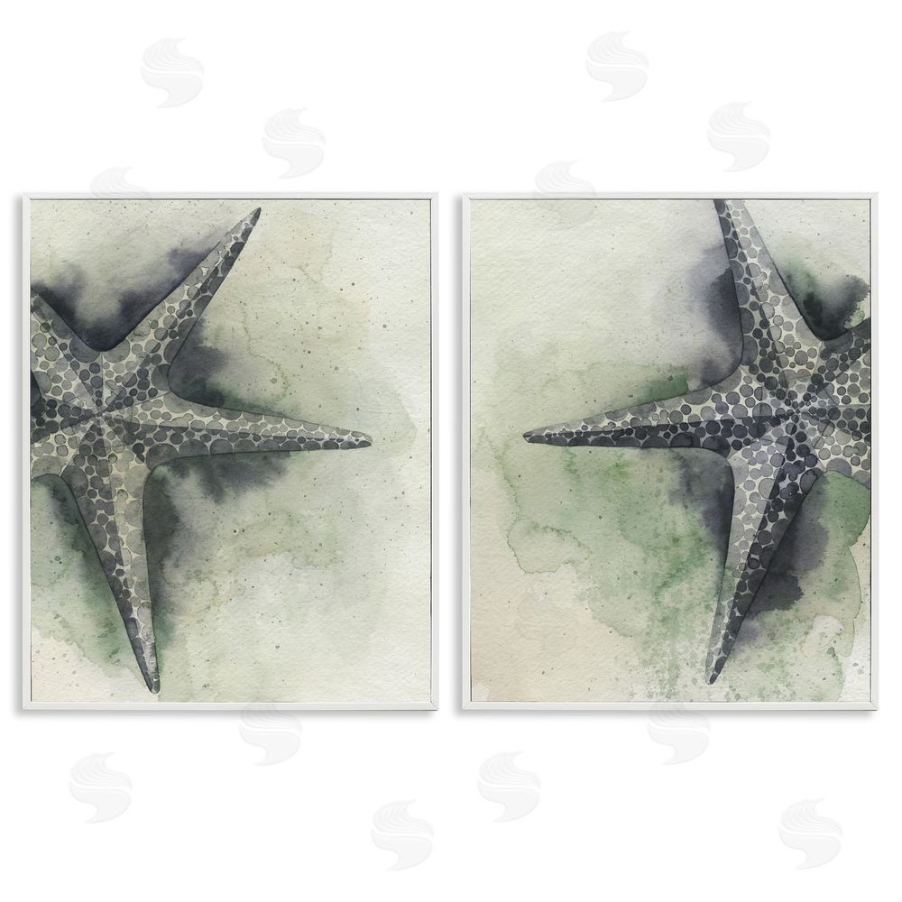Grace Popp Detailed Starfish Sand Beach White Framed Giclee Wall Art Print