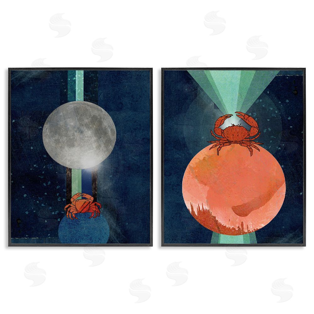 Lindsey Newman Crab Orbs Light Rays Black Framed Giclee Wall Art Print