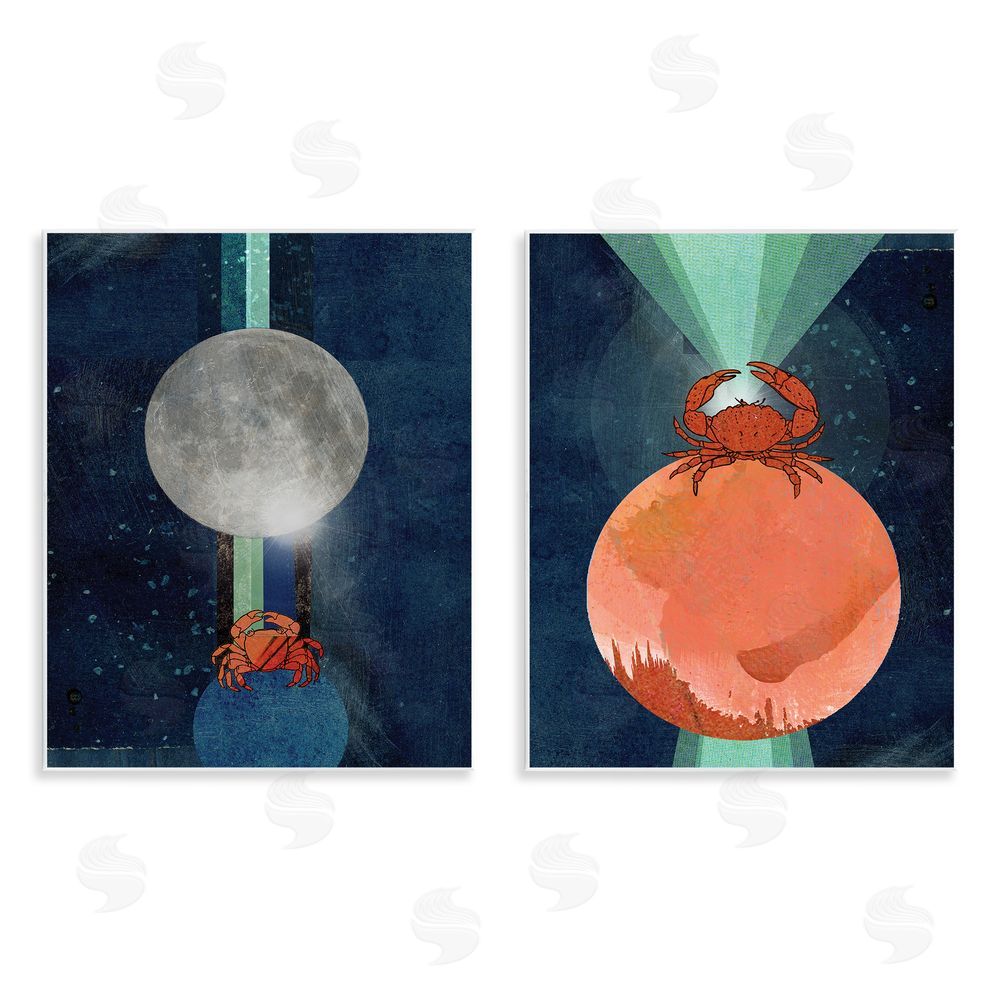 Lindsey Newman Crab Orbs Light Rays Wooden Wall Plaque Art Print