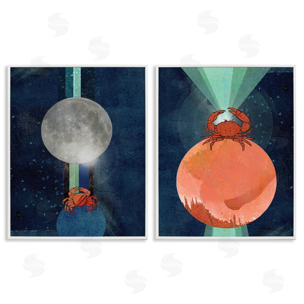 Lindsey Newman Crab Orbs Light Rays White Framed Giclee Wall Art Print