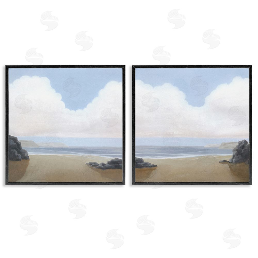 Melissa Wang Abstract Secluded Beach Alcove  Black Framed Giclee Wall Art Print