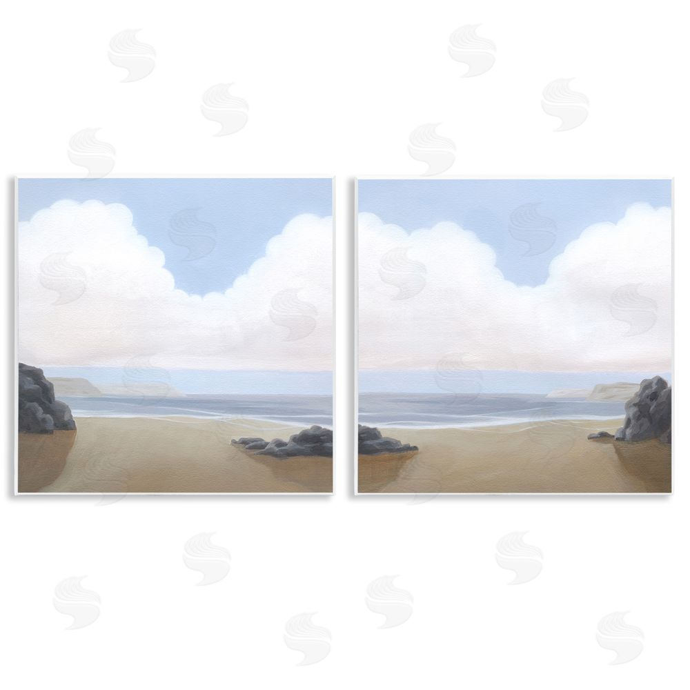 Melissa Wang Abstract Secluded Beach Alcove  Wooden Wall Plaque Art Print