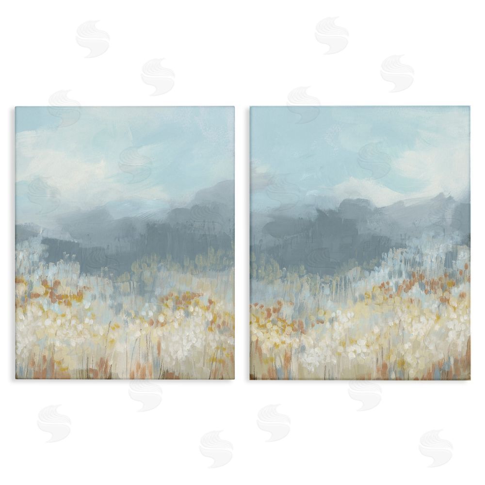 June Erica Vess White Flower Field Mountains Canvas Wall Art Print
