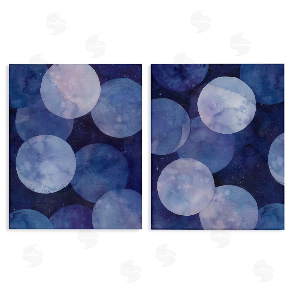 Grace Popp Abstract Blue Purple Circle Bubbles  Canvas Wall Art Print