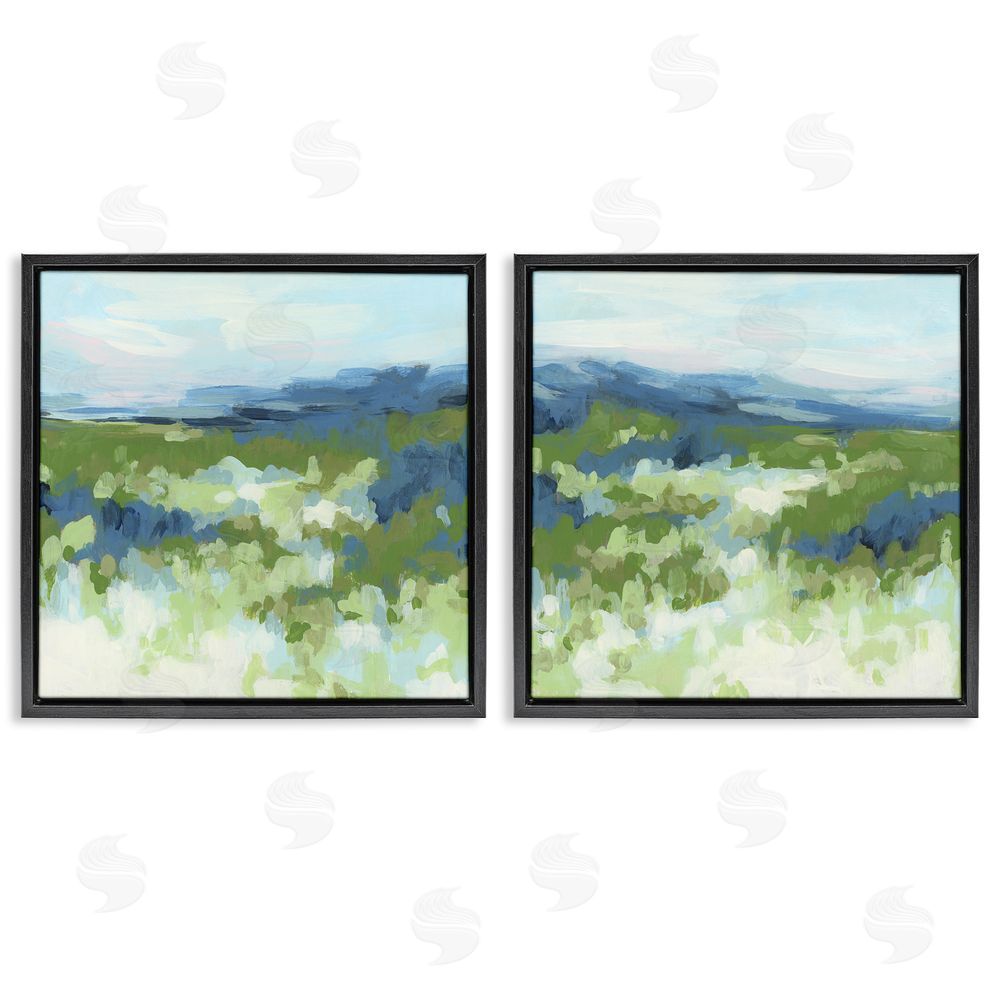 June Erica Vess Abstract Overgrown Field  Black Floating Frame Canvas Wall Art Print