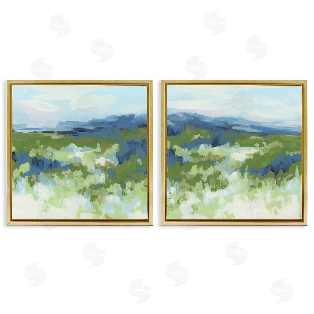June Erica Vess Abstract Overgrown Field  Gold Floating Frame Canvas Wall Art Print