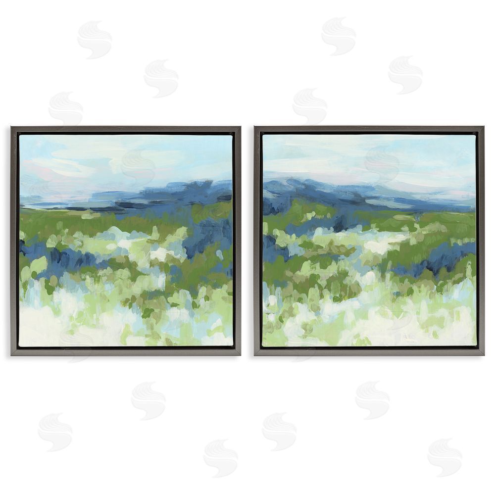 June Erica Vess Abstract Overgrown Field  Gray Floating Frame Canvas Wall Art Print