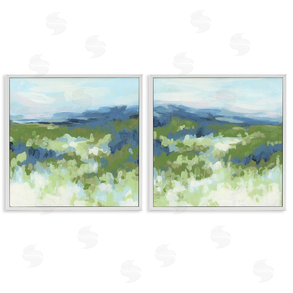 June Erica Vess Abstract Overgrown Field  White Framed Giclee Wall Art Print