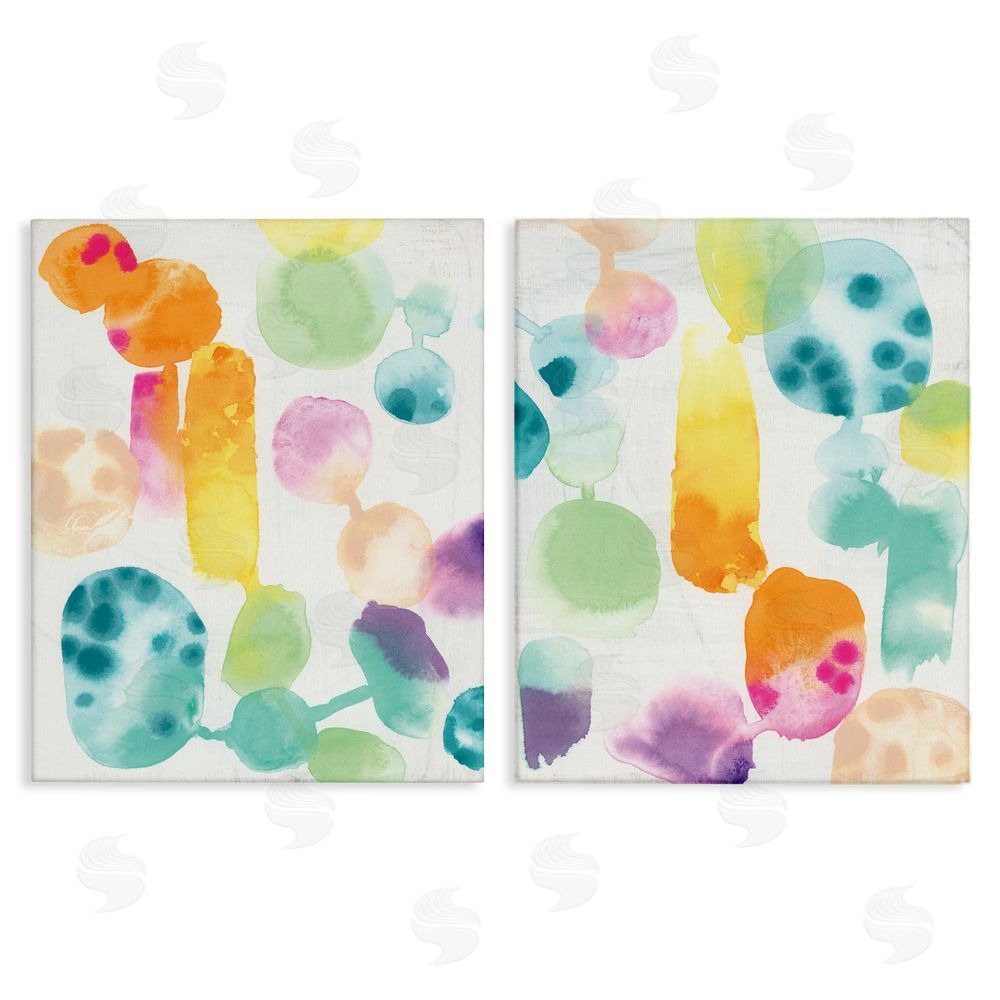 June Erica Vess Neon Colorful Abstract Shapes  Canvas Wall Art Print