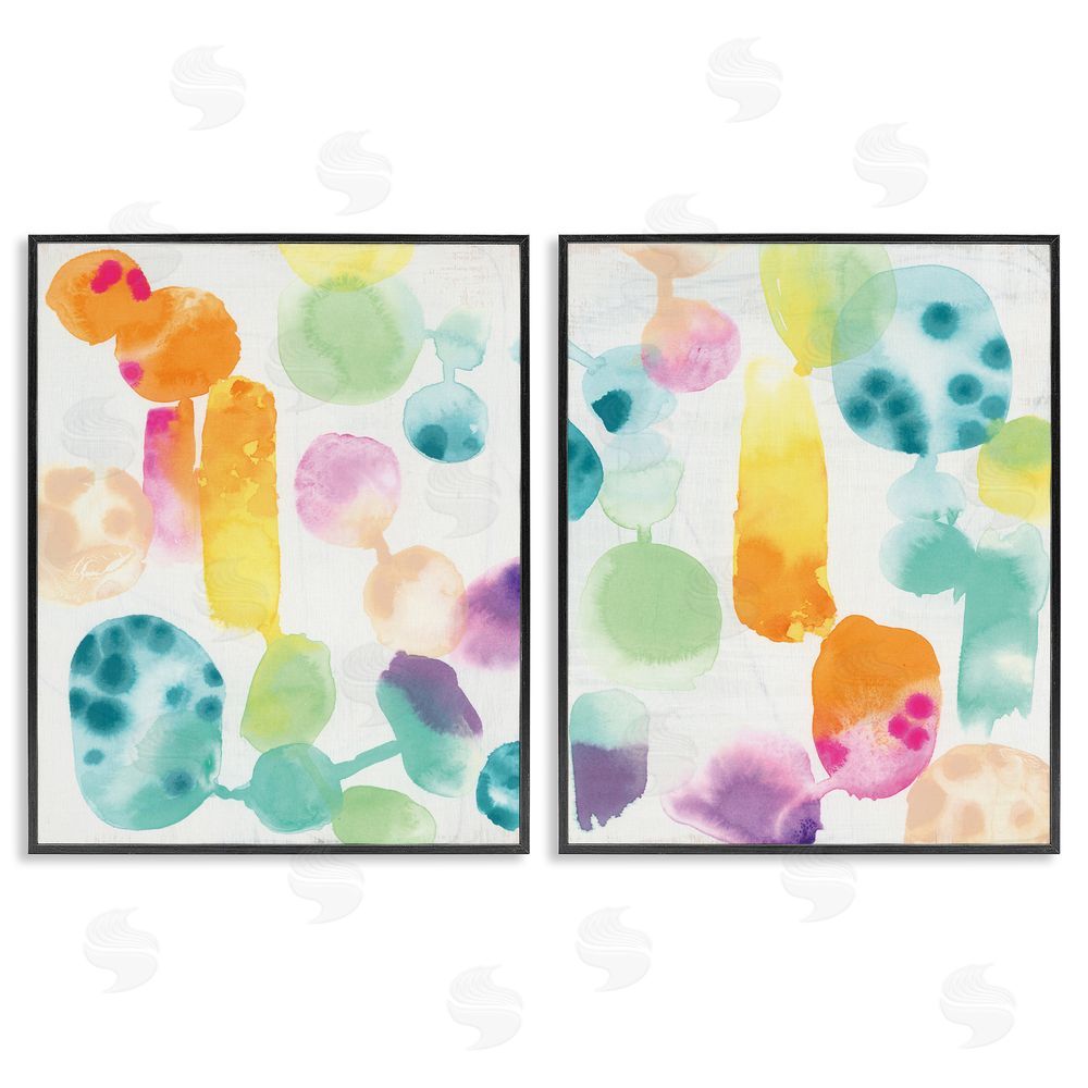 June Erica Vess Neon Colorful Abstract Shapes  Black Framed Giclee Wall Art Print