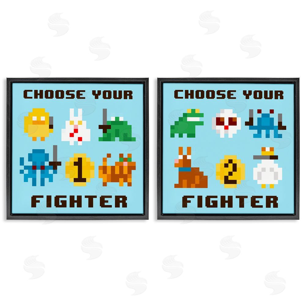 June Erica Vess Choose Your Fighter Game Black Floating Frame Canvas Wall Art Print