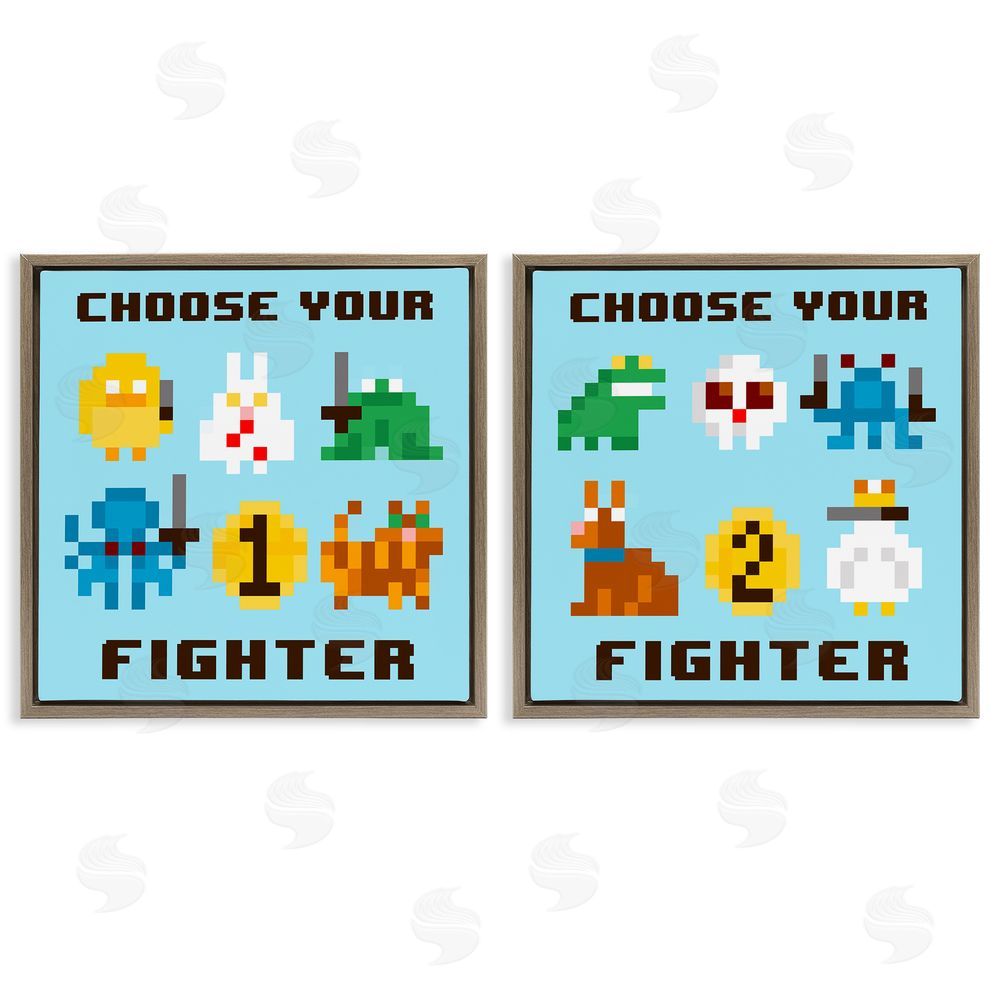 June Erica Vess Choose Your Fighter Game Brown Floating Frame Canvas Wall Art Print