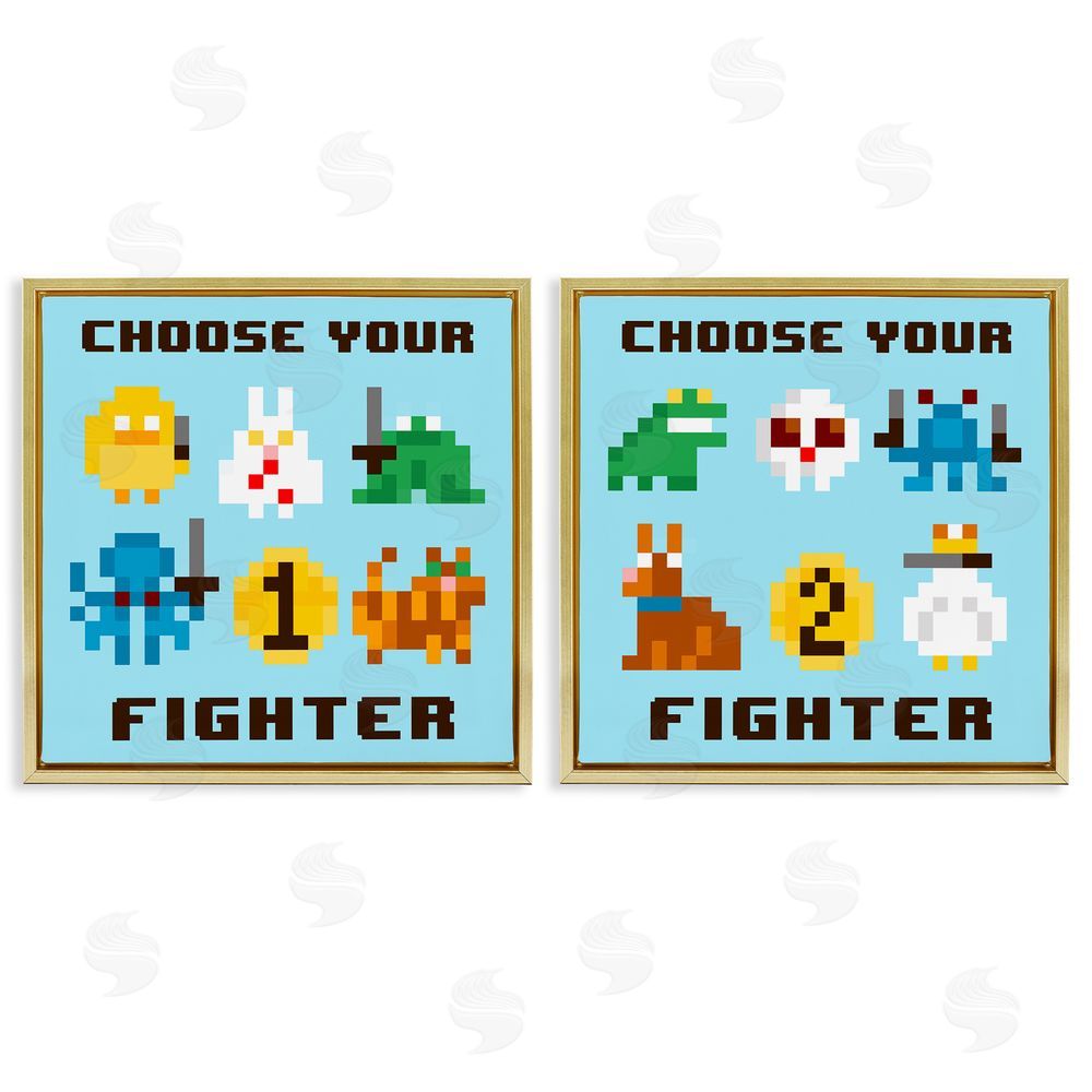 June Erica Vess Choose Your Fighter Game Gold Floating Frame Canvas Wall Art Print