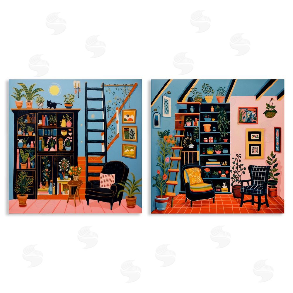 Lazar Studio Cozy Decorated Reading Nook  Canvas Wall Art Print
