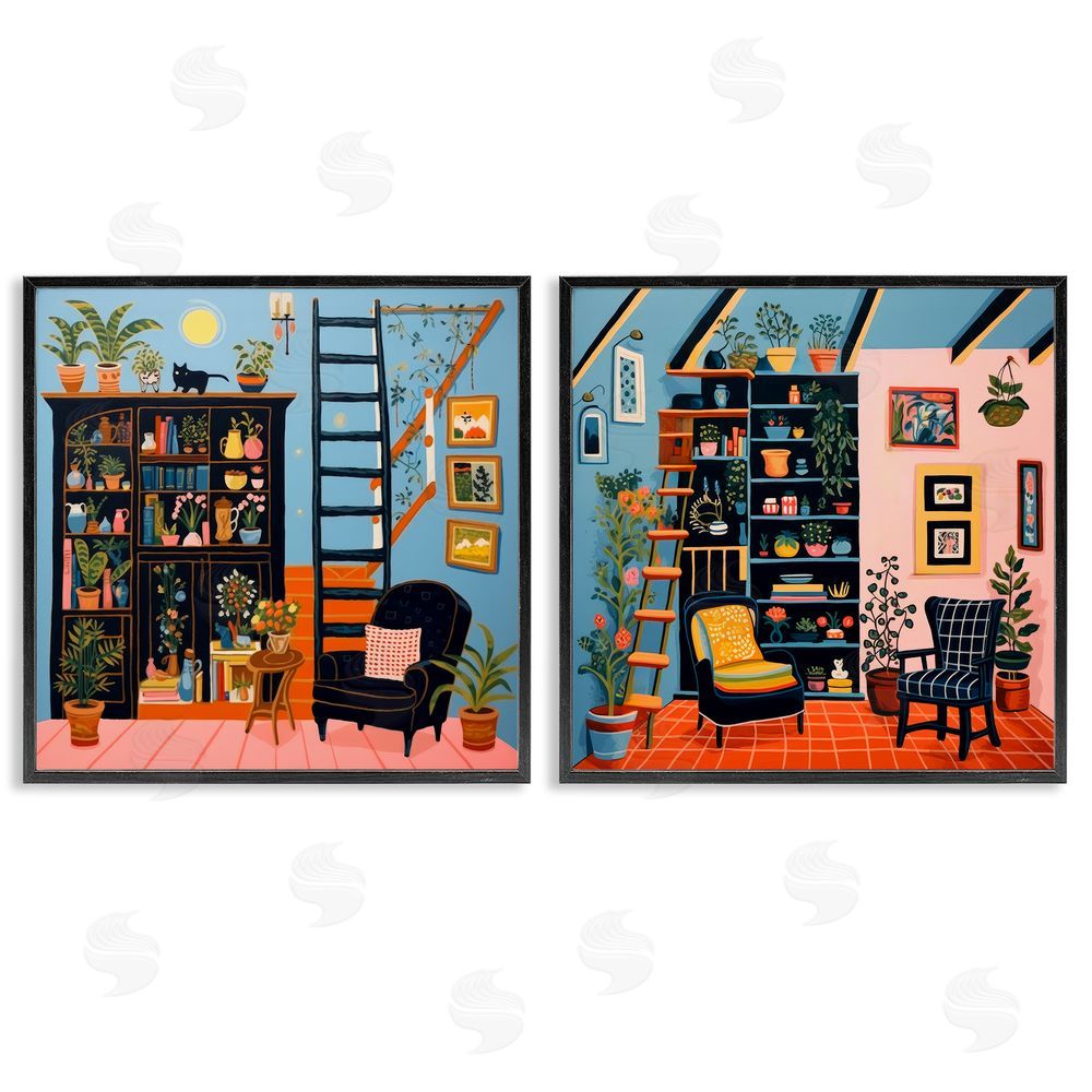 Lazar Studio Cozy Decorated Reading Nook  Black Framed Giclee Wall Art Print