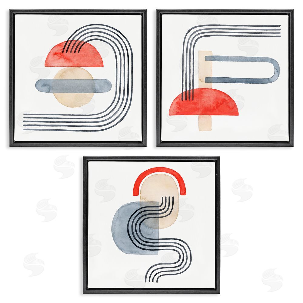 Grace Popp Geometric Abstract Mushroom Shapes Black Floating Frame Canvas Wall Art Print