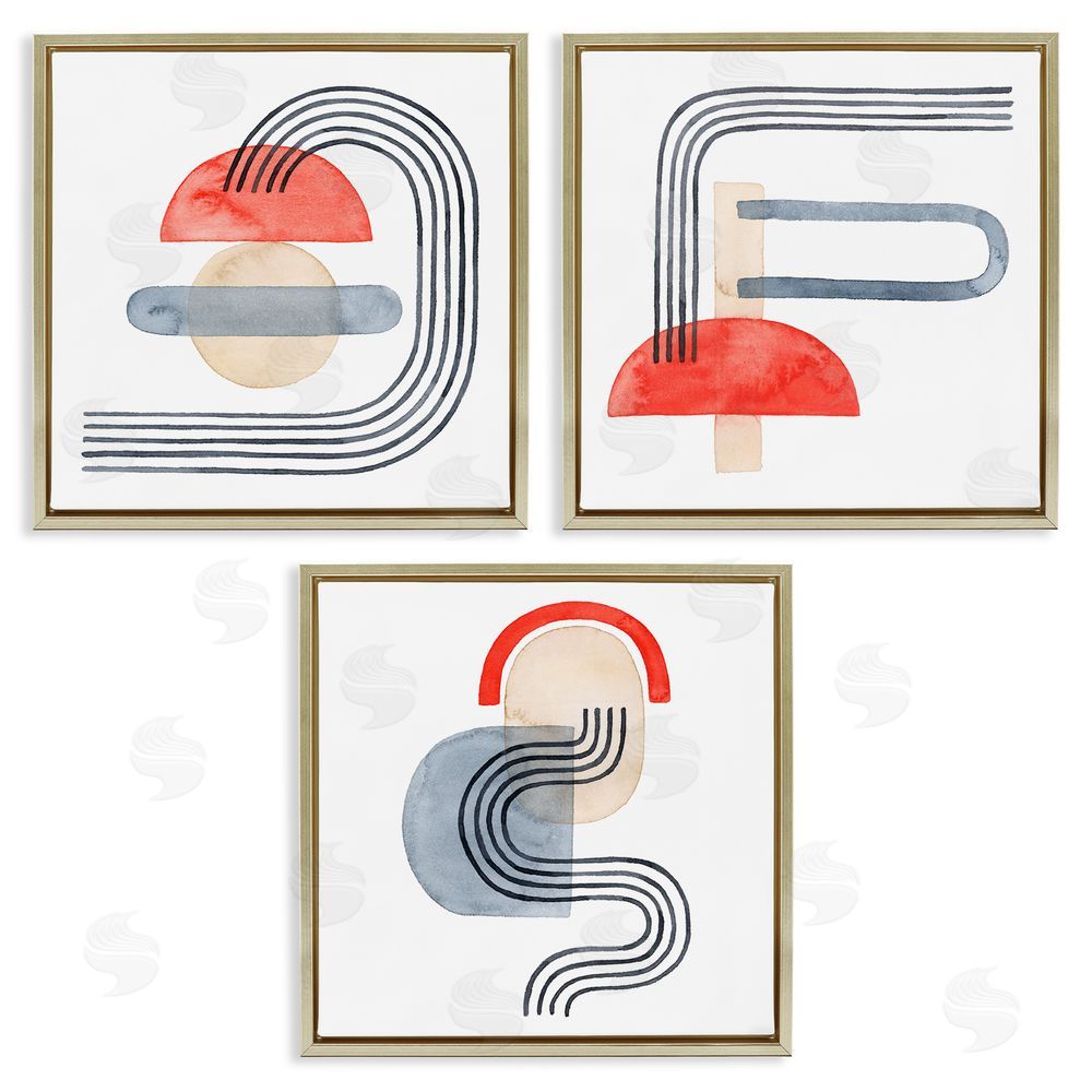 Grace Popp Geometric Abstract Mushroom Shapes Gold Floating Frame Canvas Wall Art Print