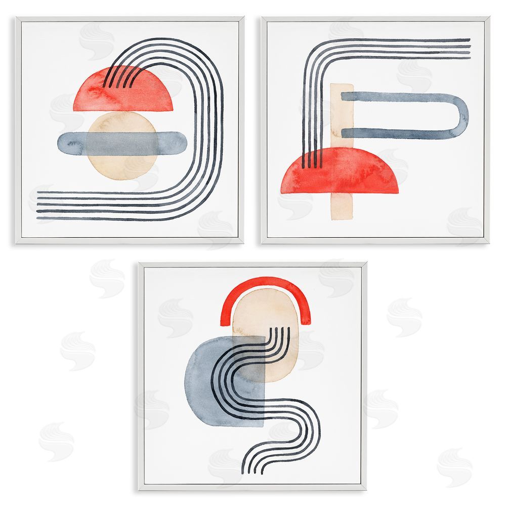 Grace Popp Geometric Abstract Mushroom Shapes White Framed Giclee Wall Art Print
