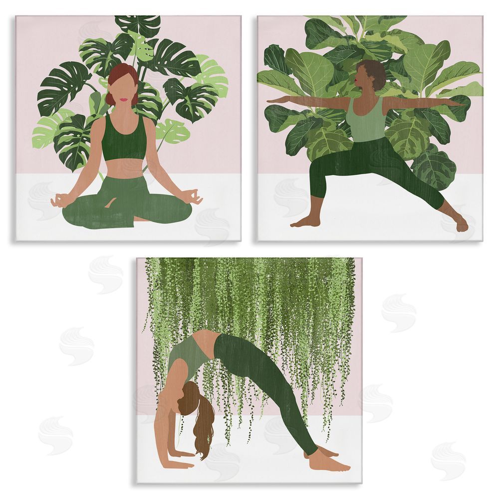 Grace Popp Yoga Poses Figures Namaste Relaxation Self-Care  Canvas Wall Art Print