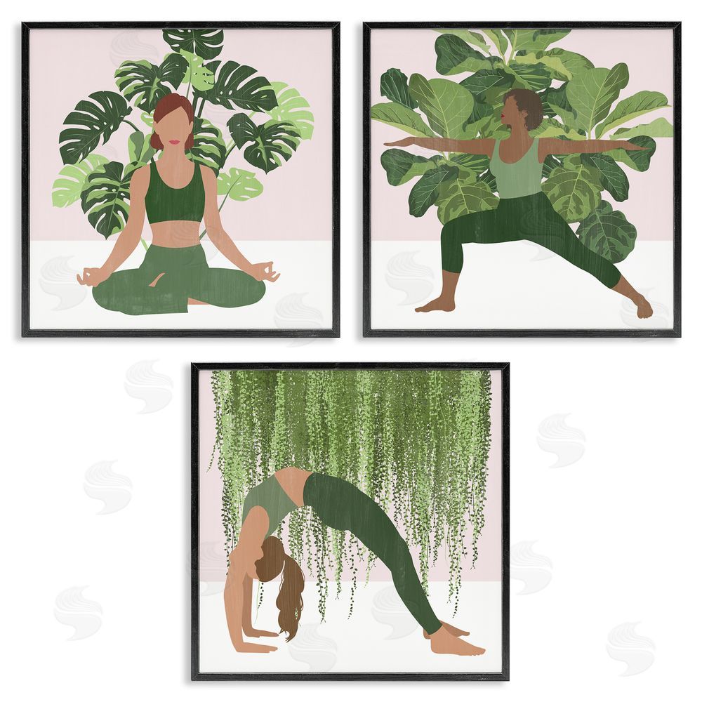 Grace Popp Yoga Poses Figures Namaste Relaxation Self-Care  Black Framed Giclee Wall Art Print