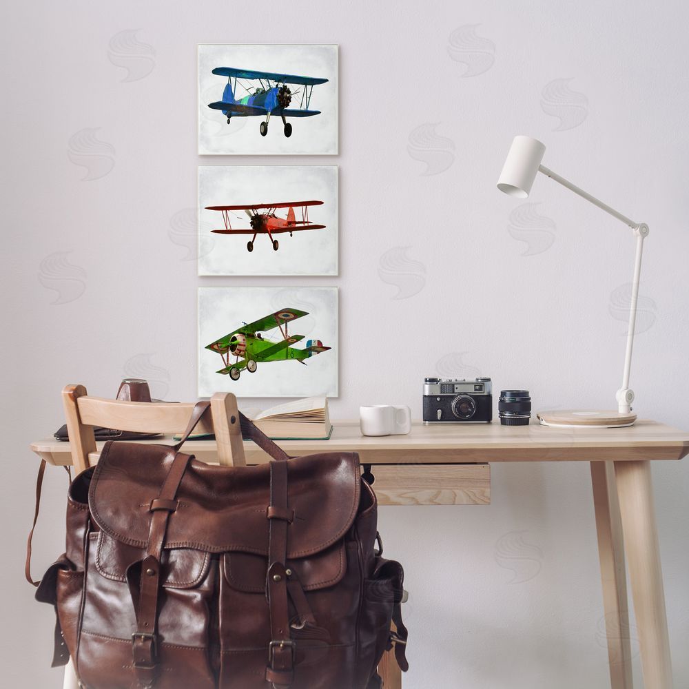 Ashley Calhoun Retro Planes Flight Aircraft Pilots Canvas Wall Art Print in Room