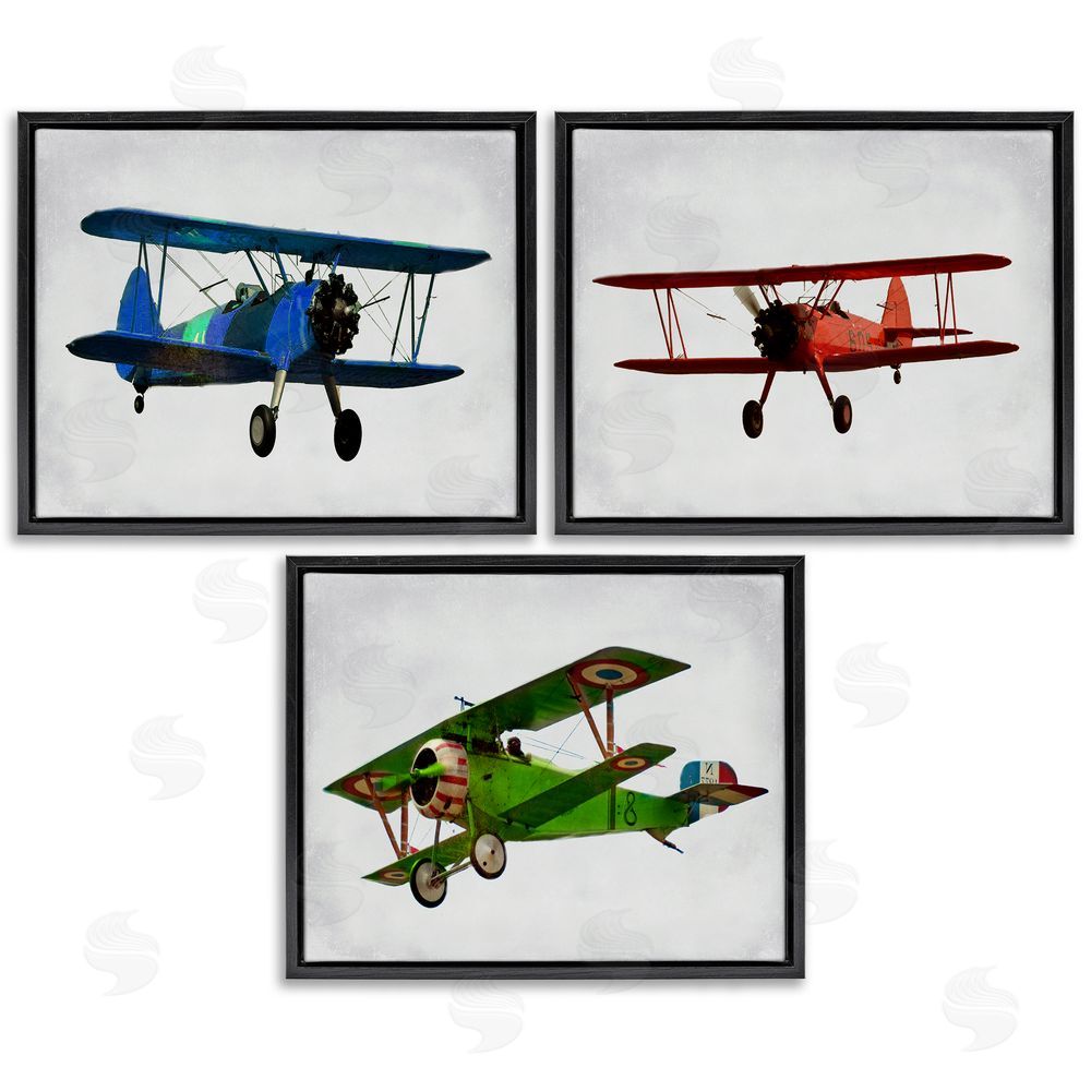 Ashley Calhoun Retro Planes Flight Aircraft Pilots Black Floating Frame Canvas Wall Art Print