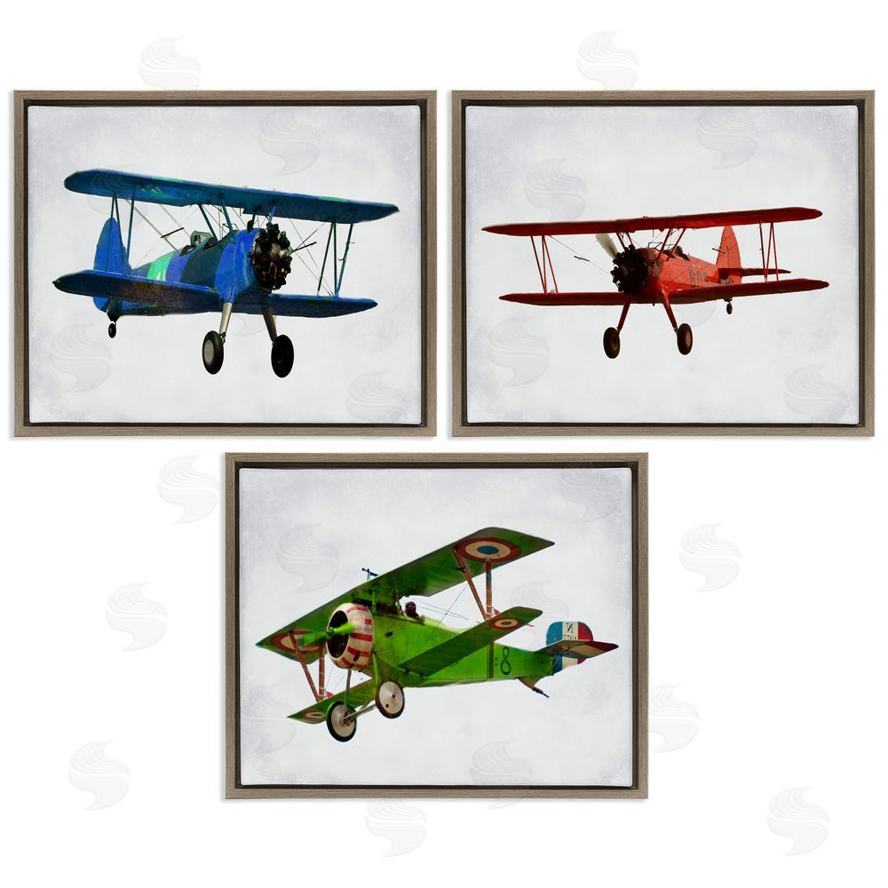 Ashley Calhoun Retro Planes Flight Aircraft Pilots Brown Floating Frame Canvas Wall Art Print
