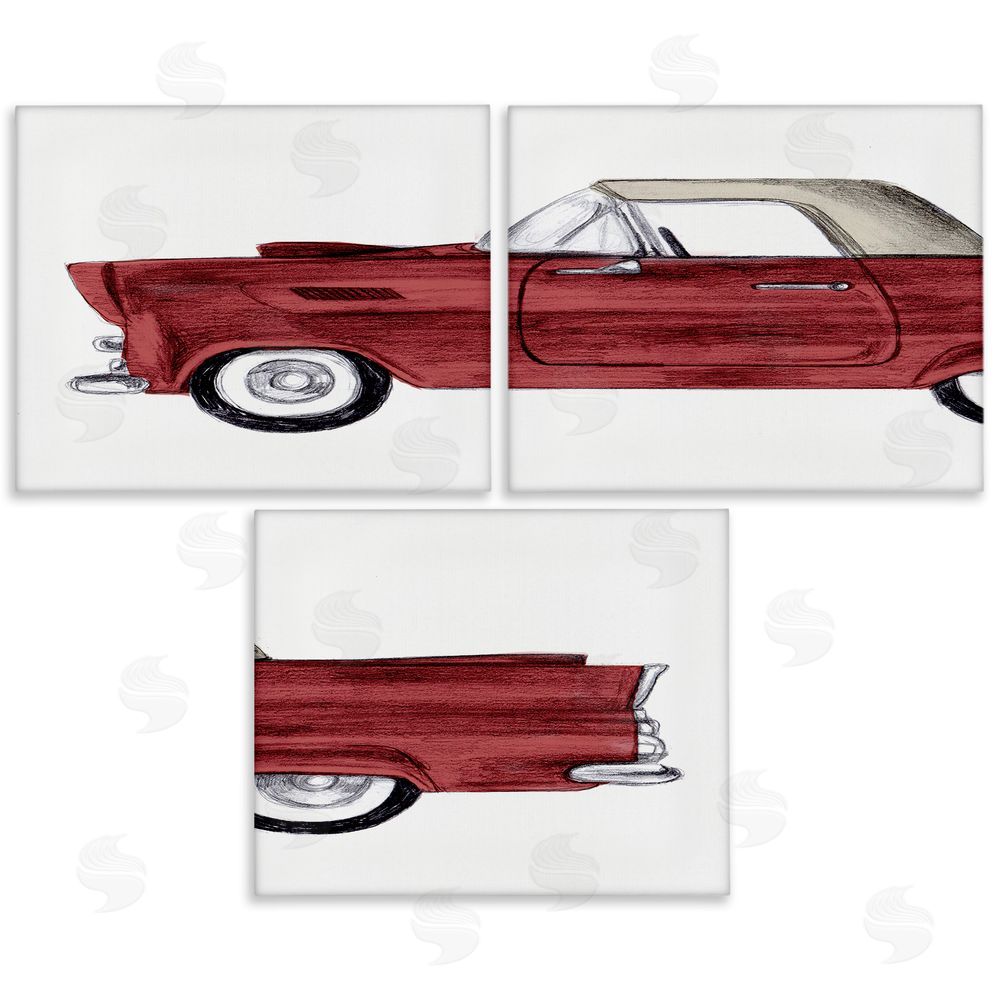 Stupell Studio Vintage Red Classic Convertible Canvas Wall Art Print
