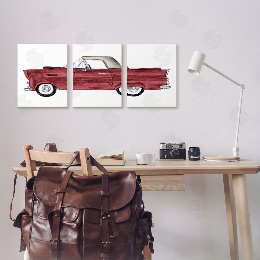 Stupell Studio Vintage Red Classic Convertible Canvas Wall Art Print in Room