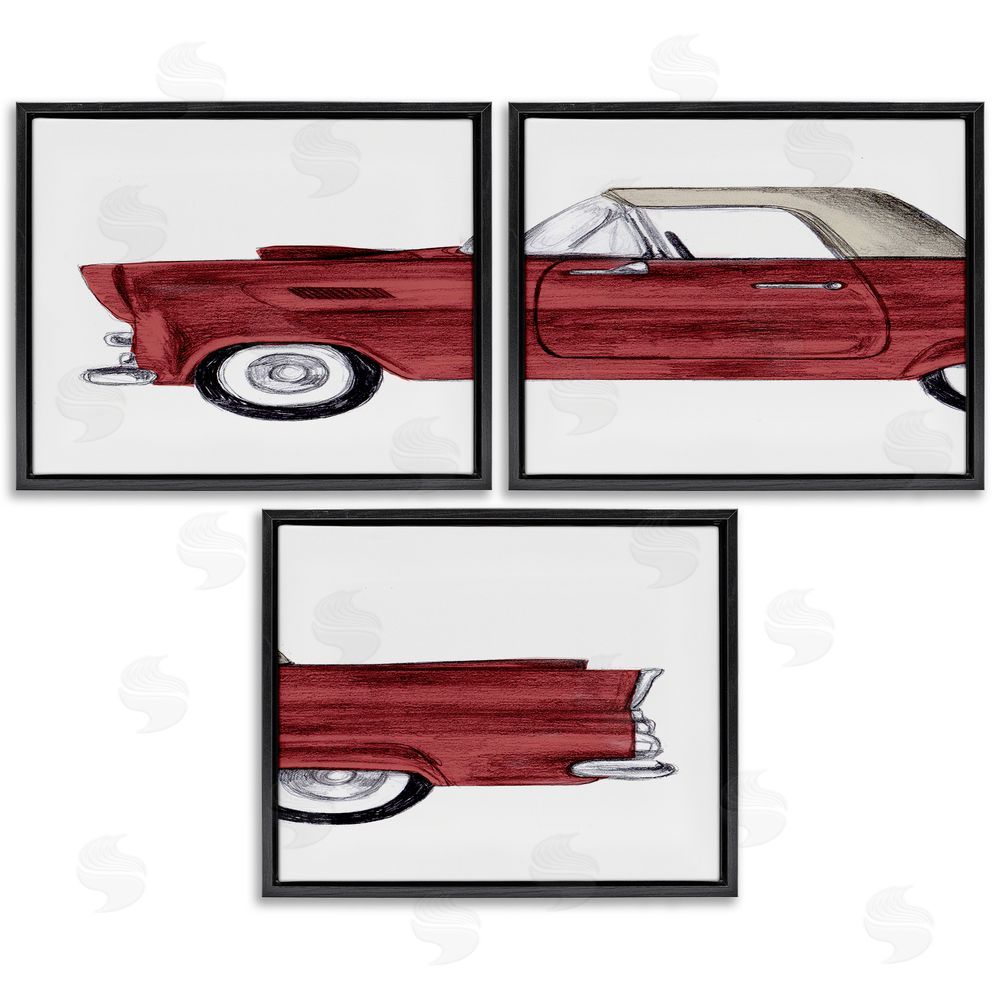Stupell Studio Vintage Red Classic Convertible Black Floating Frame Canvas Wall Art Print