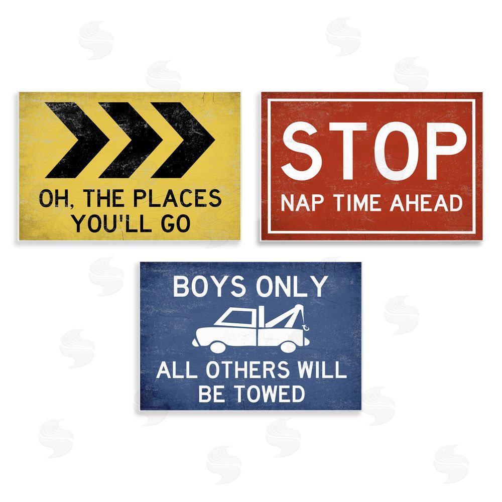 Stupell Studio Distressed Transportation Street Signs Wooden Wall Plaque Art Print