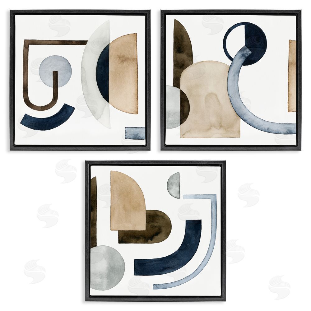 Grace Popp Geometric Arches and Circles Abstract Black Floating Frame Canvas Wall Art Print
