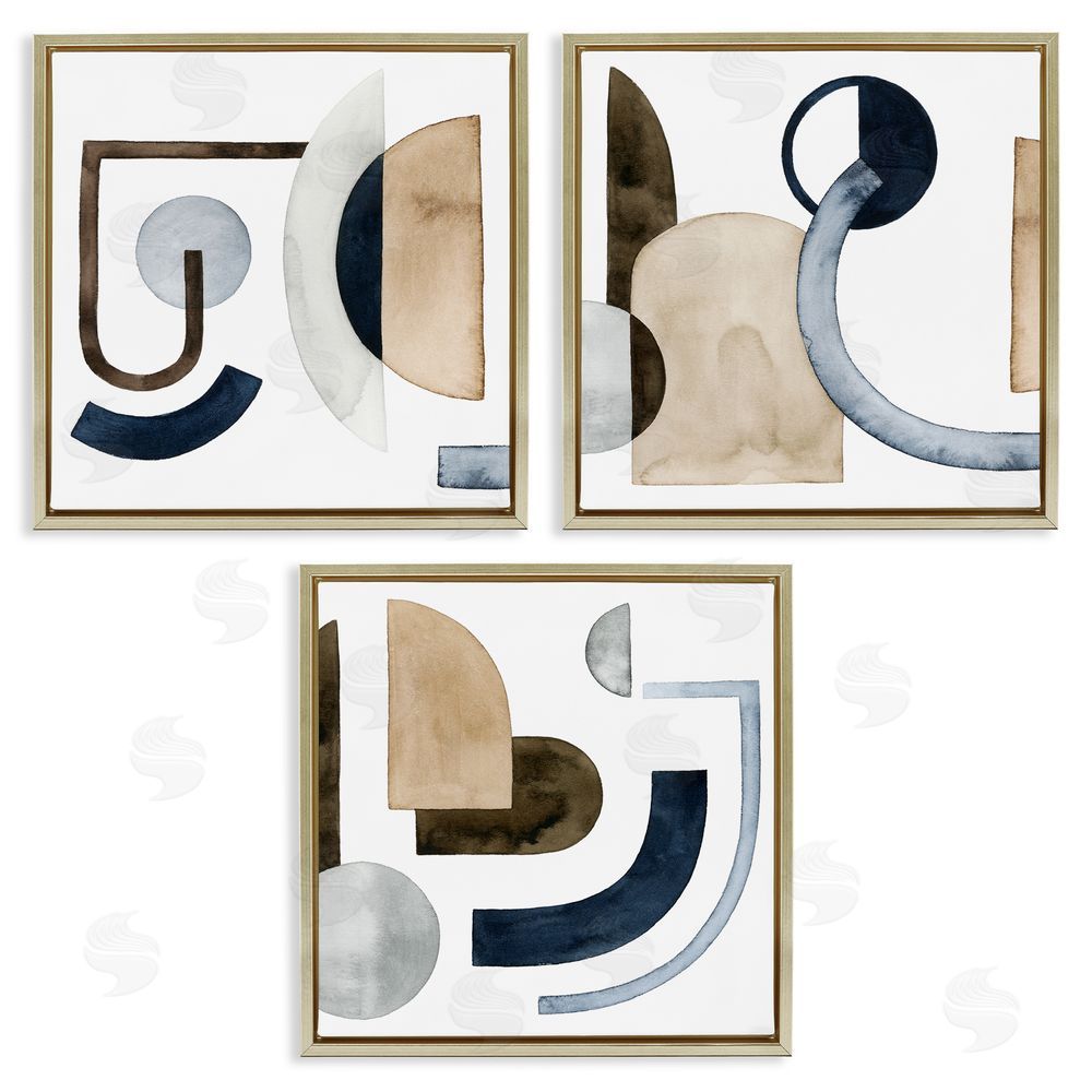 Grace Popp Geometric Arches and Circles Abstract Gold Floating Frame Canvas Wall Art Print