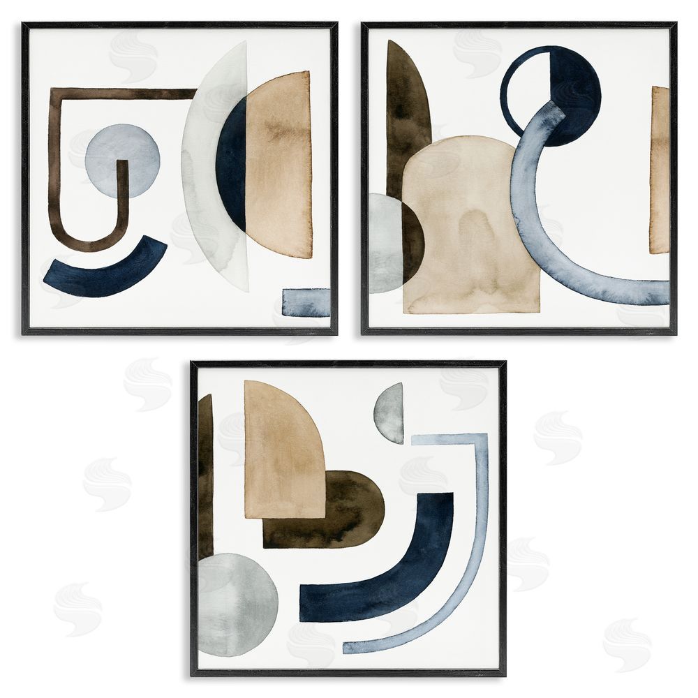 Grace Popp Geometric Arches and Circles Abstract Black Framed Giclee Wall Art Print