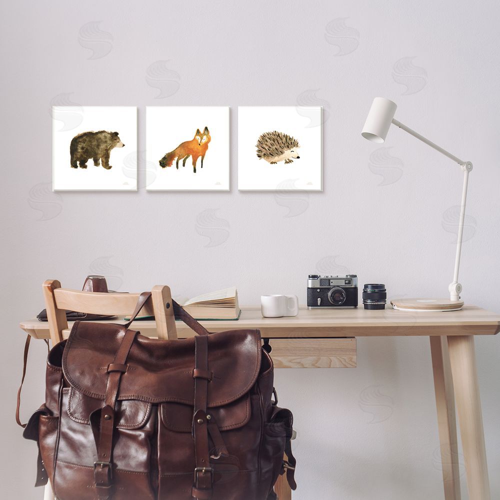 Laura Marshall Whimsical Forest Animal Watercolors Canvas Wall Art Print in Room