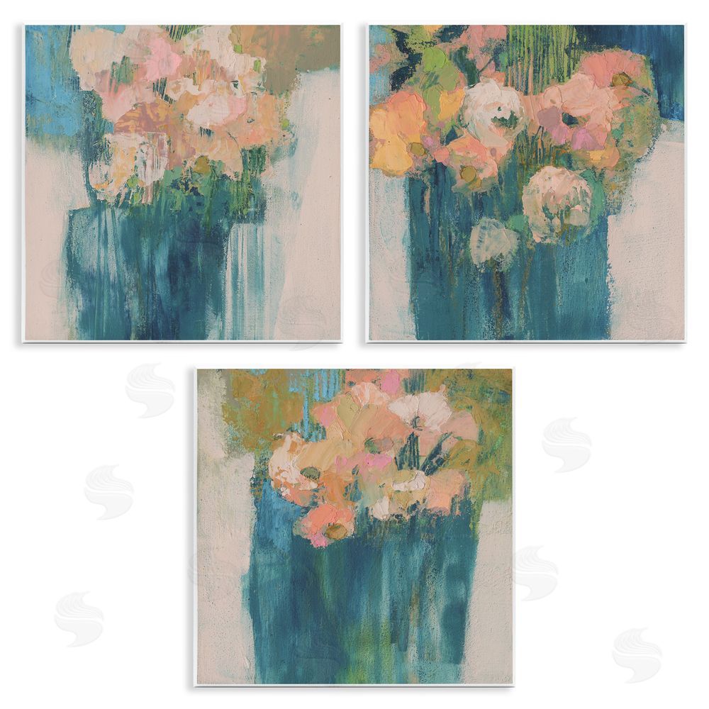 Sue Jachimiec Expressive Abstract Posy Bouquets Wooden Wall Plaque Art Print